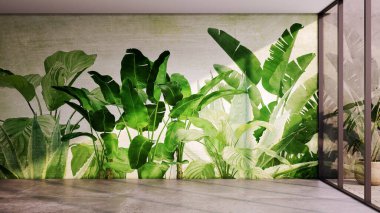 Boş oda. Büyük lüks, modern, parlak iç mekan. Oturma odası alay ediyor.