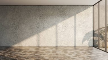 Boş oda. Büyük lüks, modern, parlak iç mekan. Oturma odası alay ediyor.