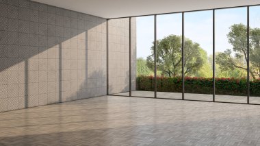 Boş oda. Büyük lüks, modern, parlak iç mekan. Oturma odası alay ediyor.