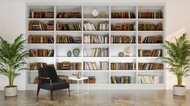 Büyük lüks, modern, parlak iç mekânlar Oturma odası model illüstrası