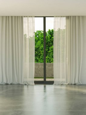 Büyük lüks, modern, parlak iç mekan. Oturma odası tasviri 3D canlandırma.