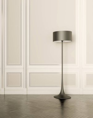 Büyük lüks, modern, parlak iç mekanlar. Oturma odası tasviri. 3D görüntüleme.