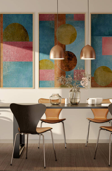 Большой роскошный современный яркий интерьер Гостиная макет иллюстрации 3D рендеринг изображения