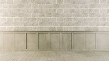 Büyük lüks, modern, parlak iç mekan. Oturma odası tasviri 3D canlandırma.