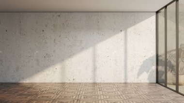 Büyük lüks, modern, parlak iç mekan. Oturma odası tasviri 3D canlandırma.