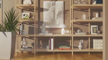 3D video görüntüleme modern modern tasarım. Evin içinde şık bir video klibi var.