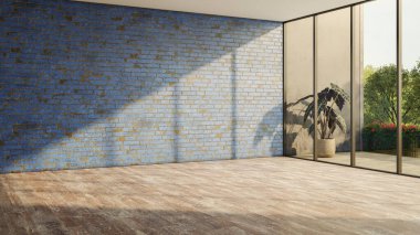 Büyük lüks, modern, parlak iç mekan. Oturma odası tasviri 3D canlandırma.