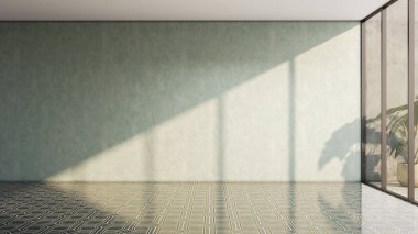 Büyük lüks, modern, parlak iç mekan. Oturma odası tasviri 3D canlandırma.