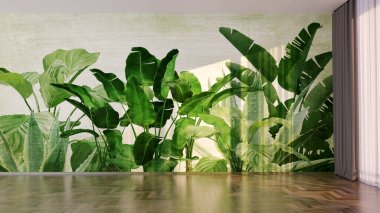 Büyük lüks, modern, parlak iç mekan. Oturma odası tasviri 3D canlandırma.