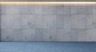 Büyük lüks, modern, parlak iç mekânlar. Oturma odası, boş oda modellemesi. Görüntü 3 boyutlu.