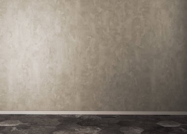 Büyük lüks, modern, parlak iç mekânlar. Oturma odası, boş oda modellemesi. Görüntü 3 boyutlu.