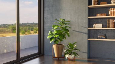 Büyük lüks, modern, parlak iç mekânlar oturma odasının maketi, resimli resimler.