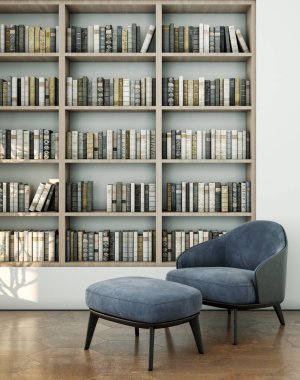 Büyük lüks, modern, parlak iç mekan. Oturma odası tasviri 3D canlandırma.