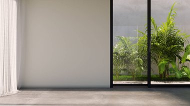 Büyük lüks, modern, parlak iç mekan. Oturma odası tasviri 3D canlandırma.