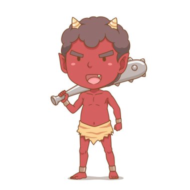 Cute cartoon of red demon in Japanese folklore. clipart