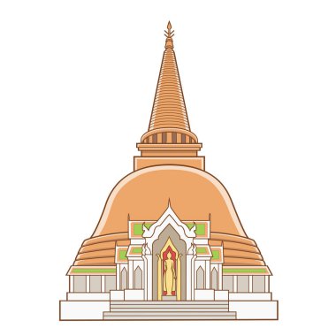 Tayland 'daki antik pagoda Phra Pathom Chedi' nin vektör çizimi.