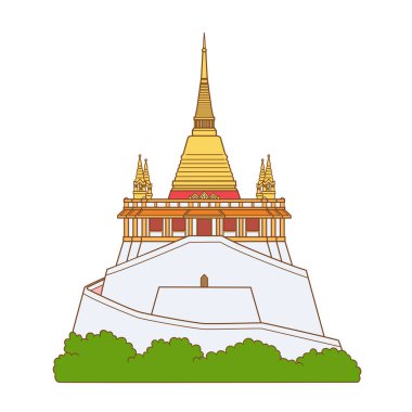 Bangkok, Tayland 'daki Altın Dağ Wat Saket Tapınağı' nın temsilcisi..