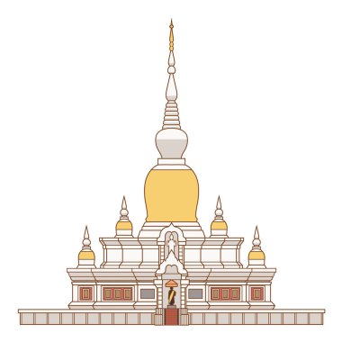 Na Dun 'un vektör illüstrasyonu. Maha Sarakham Eyaleti, Tayland' da bir stupa..