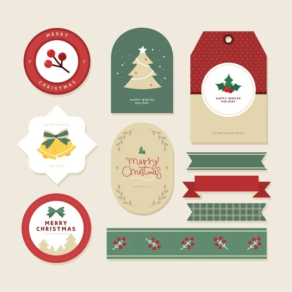 Christmas Sticker Object Layer Collection — Stock Vector