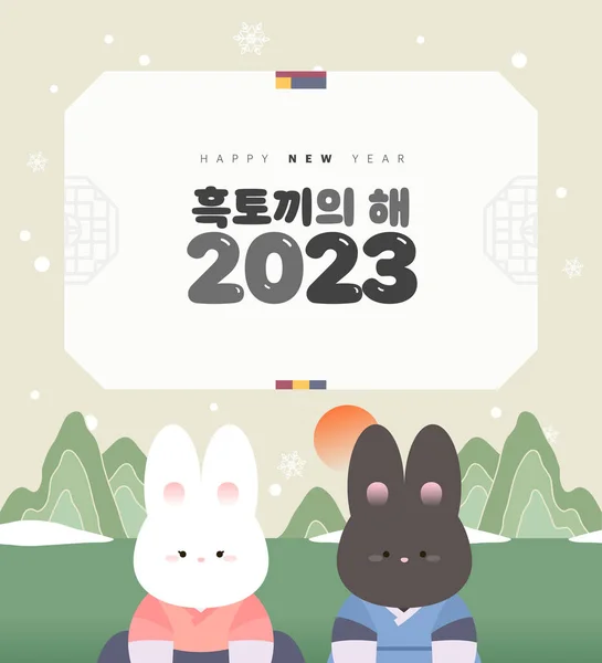 2023 Gyemyo Jaar Konijn Karakter Illustratie — Stockvector