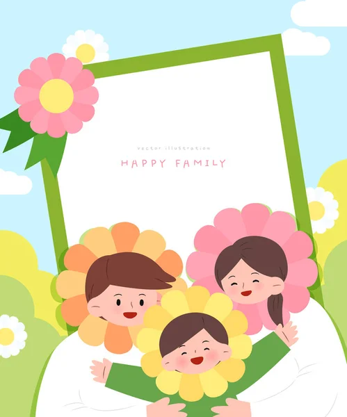 Aile Ayı Mutlu Aile Karakteri Çizimi — Stok Vektör
