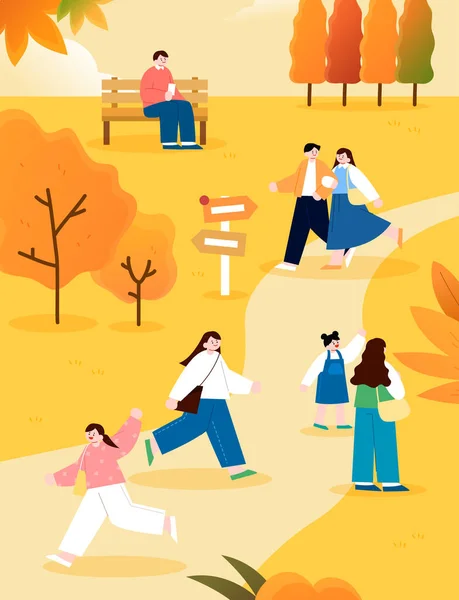 Herbstfest Charakter Landschaft Illustration — Stockvektor