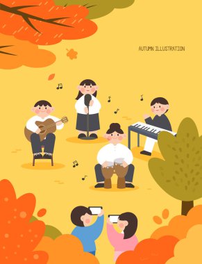 Serin ama sıcak sonbahar çizimi