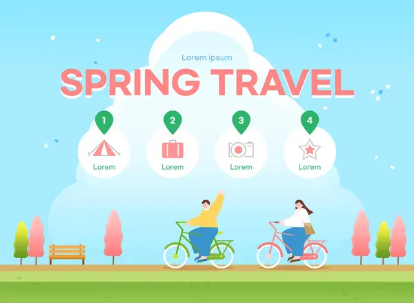 Ciepłe Spring Travel Banner Ilustracja — Wektor stockowy