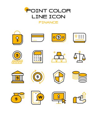 Point Color Line Icon Set Finance