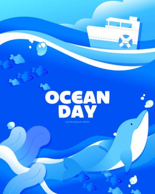 Okyanus Günü Çevre Koruma İllüstrasyonu