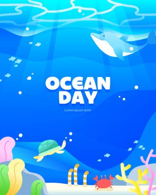 Okyanus Günü Çevre Koruma İllüstrasyonu