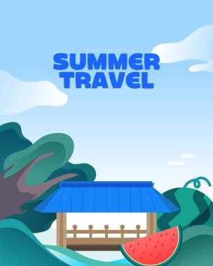 Çeşitli yaz seyahatleri arkaplan çizimleri
