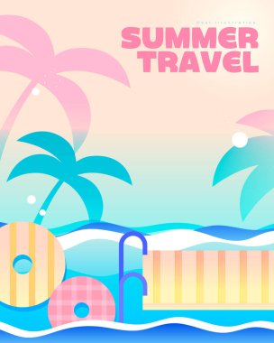 Çeşitli yaz seyahatleri arkaplan çizimleri