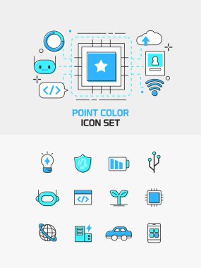 satır renk illüstrasyon simgesi seti 