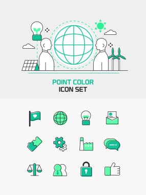 satır renk illüstrasyon simgesi seti 