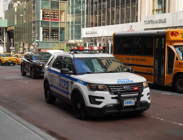 New York September 2022 Nypd Car Providing Security Midtown Manhattan — Stock Photo, Image