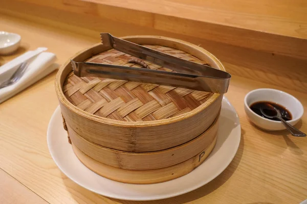 Bambusový Parník Asijské Restauraci — Stock fotografie