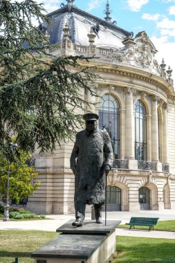 A statue of Winston Churchill by Jean Cardot in the grounds of the Petit Palais on the Avenue Winston Churchill in Paris, France