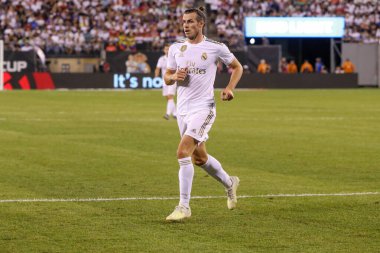 EAST RUTHERFORD, NJ - JULY 26, 2019: Gareth Bale of Real Madrid #11 in action during match against Atletico de Madrid in the 2018 International Champions Cup at MetLife stadium. Real Madrid lost 3-7