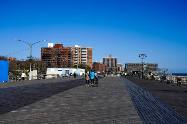 Seção Brighton Beach Famoso Coney Island Boardwalk Brooklyn Calçadão Riegelmann — Fotografia de Stock