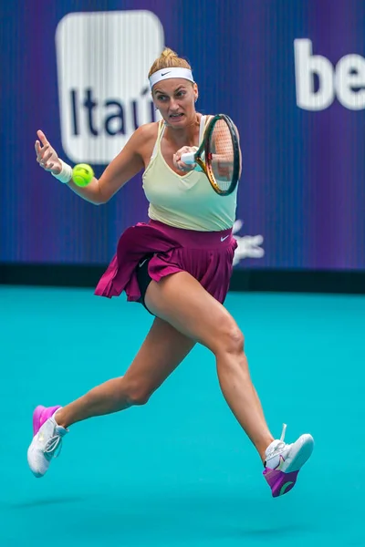 Miami Gardens Florida Március 2023 Cseh Petra Kvitova Elődöntőben Romániai — Stock Fotó
