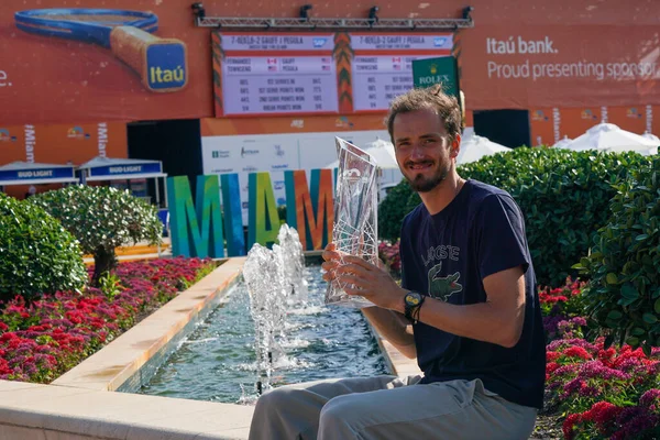 Miami Gardens Florida Abril 2023 Daniil Medvedev Rusia Posa Con — Foto de Stock