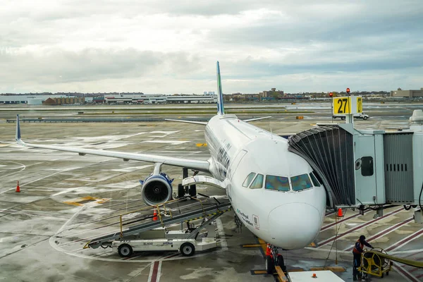 Nowość York Listopad 2022 Samolot Odrzutowy Blue Airbus A320 Przy — Zdjęcie stockowe