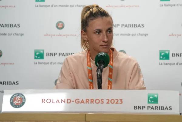 Paris Frankrike Juni 2023 Professionell Tennisspelare Lesia Tsurenko Ukraina Presskonferens — Stockfoto
