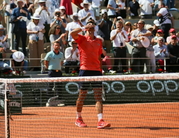 Paris Frankrike Maj 2023 Professionell Tennisspelare Novak Djokovic Serbien Firar — Stockfoto