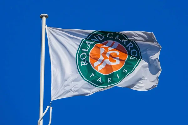 Paris França Maio 2023 Bandeira Roland Garros Stade Roland Garros — Fotografia de Stock
