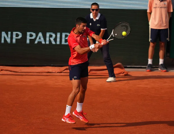 Paříž Francie Června 2023 Profesionální Tenista Novak Djokovic Srbska Akci — Stock fotografie