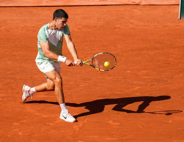 Paris Frankrike Maj 2023 Professionell Tennisspelare Carlos Alkaraz Spanien Aktion — Stockfoto