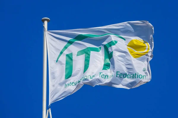 Paris Frankreich Mai 2023 Flagge Des Internationalen Tennisverbandes Itf Stade — Stockfoto