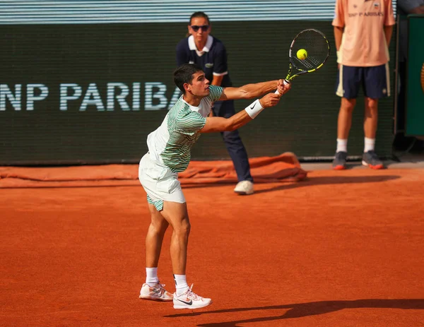 Paris Frankreich Juni 2023 Tennisprofi Carlos Alkaraz Aus Spanien Aktion — Stockfoto